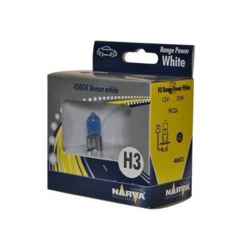 589 р. Лампа 12V H3 55W PK22s 4500K бокс (2шт.) Range Power White NARVA NARVA 486022100  с доставкой в г. Пермь. Увеличить фотографию 1