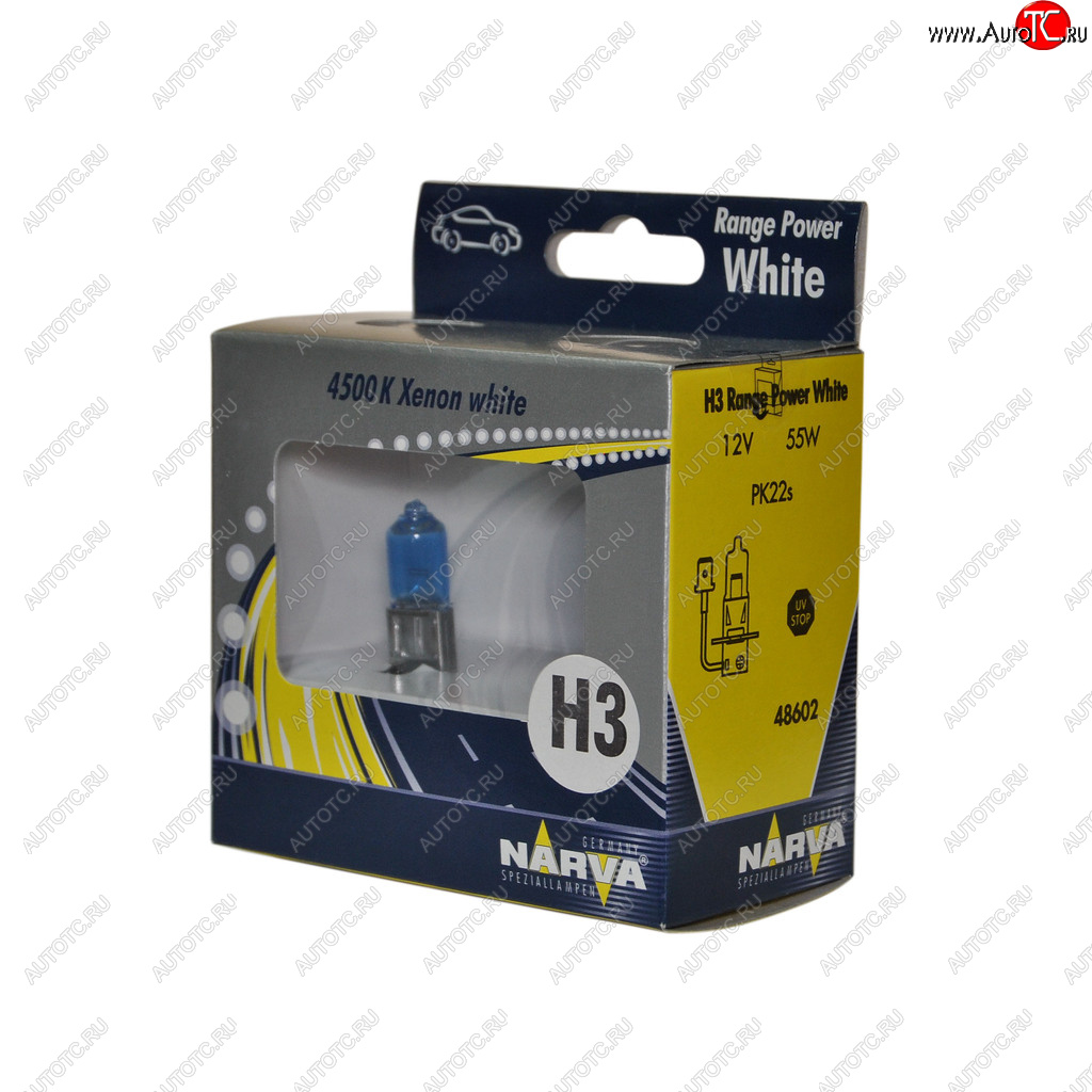 589 р. Лампа 12V H3 55W PK22s 4500K бокс (2шт.) Range Power White NARVA NARVA 486022100  с доставкой в г. Пермь