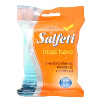 56 р. Салфетка влажная универсальная очищающая SALFETI MUST HAVE (18х15см) в мяг.уп-ке (20шт.) АВАНГАРД АВАНГАРД 48613  с доставкой в г. Пермь. Увеличить фотографию 1