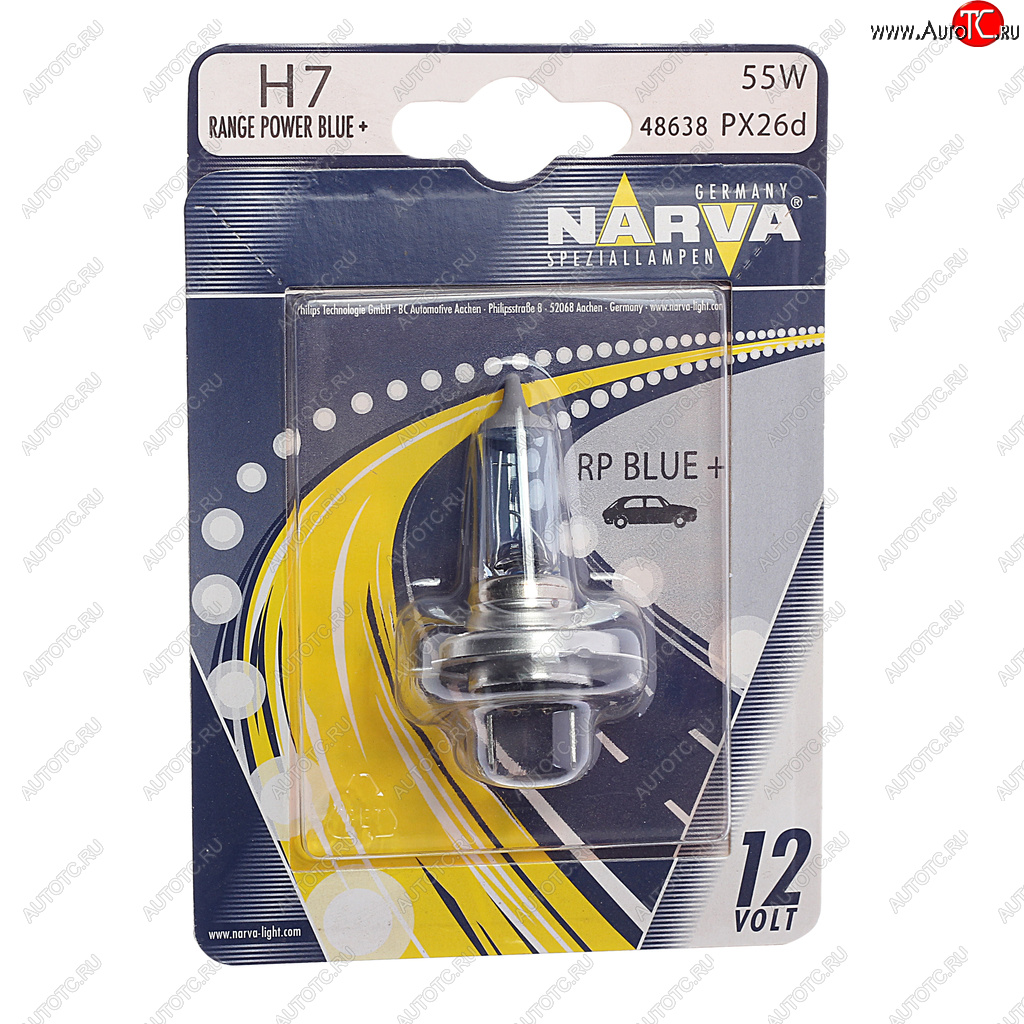 1 029 р. Лампа 12V H7 55W PX26d +50% блистер (1шт.) Range Power Blue+ NARVA NARVA 486384000  с доставкой в г. Пермь