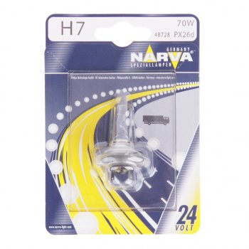 729 р. Лампа 24V H7 70W PX26d блистер (1шт.) Standard NARVA NARVA 487284000  с доставкой в г. Пермь. Увеличить фотографию 1