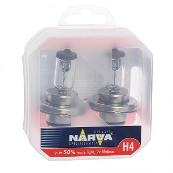 679 р. Лампа 12V H4 6055W P43t-38 +50% бокс (2шт.) Range Power 50+ NARVA NARVA 488612100  с доставкой в г. Пермь. Увеличить фотографию 1