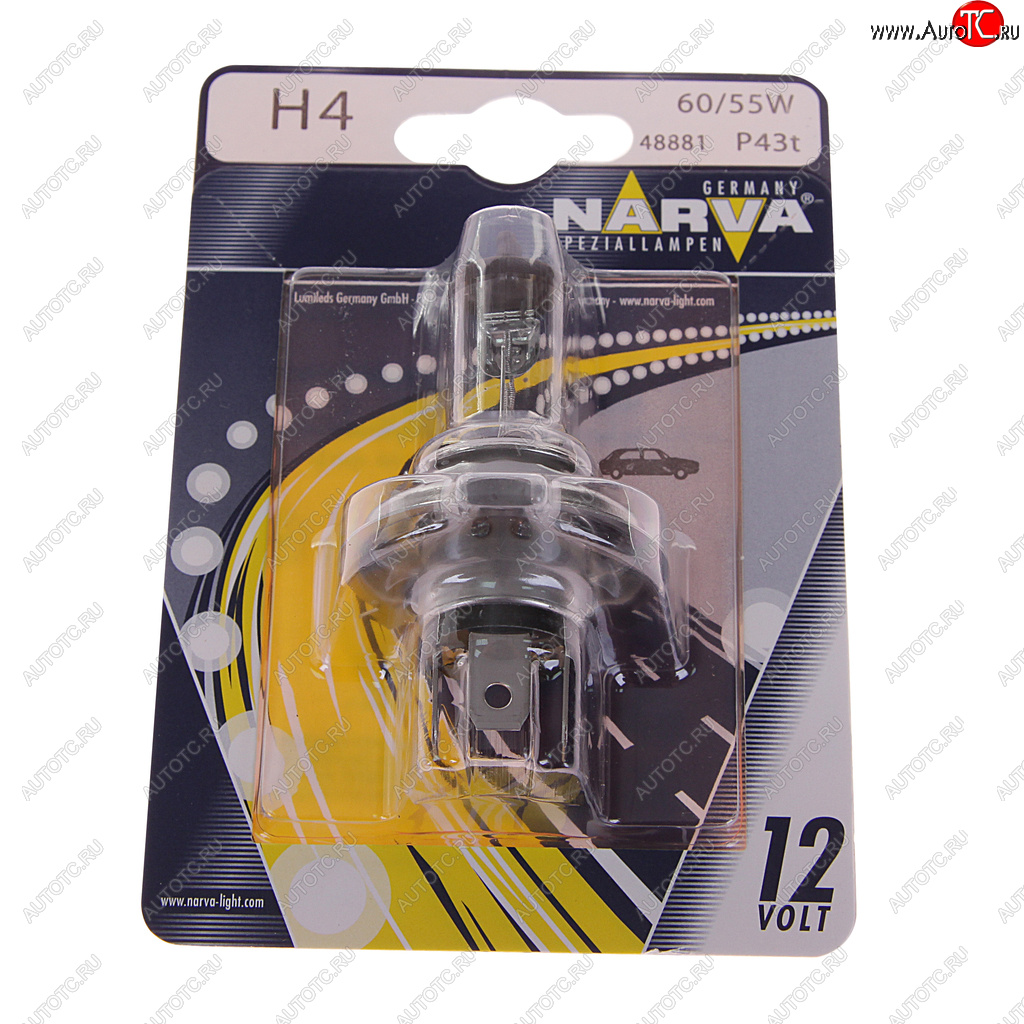 251 р. Лампа 12V H4 6055W P43t-38 блистер (1шт.) Standard NARVA NARVA 488814000  с доставкой в г. Пермь