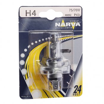 419 р. Лампа 24V H4 7570W P43t-38 блистер (1шт.) Standard NARVA NARVA 488924000  с доставкой в г. Пермь. Увеличить фотографию 1