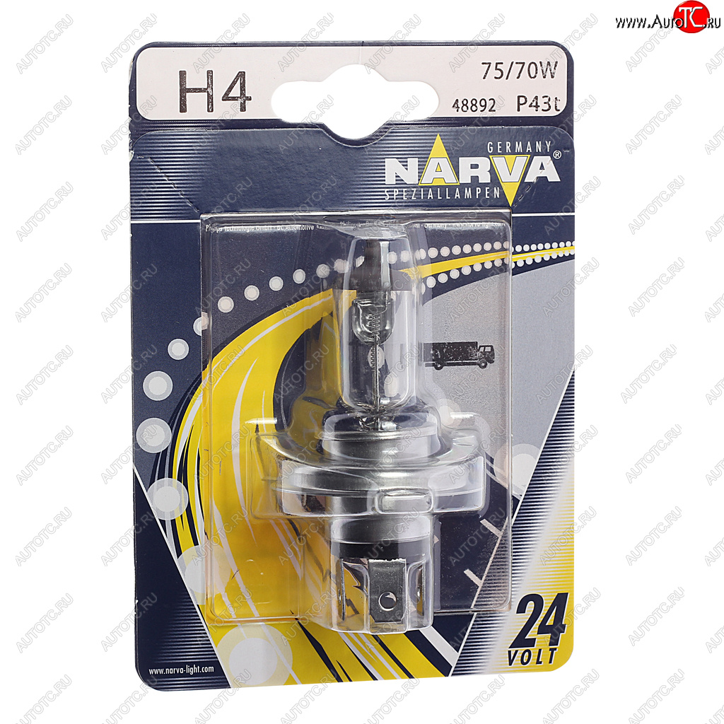 419 р. Лампа 24V H4 7570W P43t-38 блистер (1шт.) Standard NARVA NARVA 488924000  с доставкой в г. Пермь