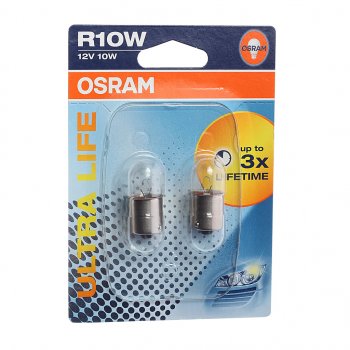 209 р. Лампа 12V R10W BA15s блистер (2шт.) Ultra Life OSRAM OSRAM 5008ult-02b  с доставкой в г. Пермь. Увеличить фотографию 1