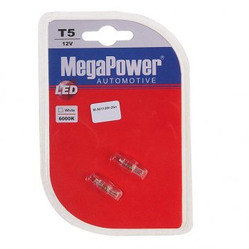 39 р. Лампа светодиодная 12V T5 W2x4.6d 6000K бесцокольная блистер (2шт.) MEGAPOWER MEGAPOWER-AUTOMOTIVE 50112w-2бл  с доставкой в г. Пермь. Увеличить фотографию 1