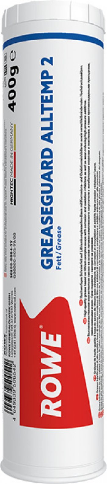 969 р. Смазка литиевая высокотемпературная HIGHTEC GREASEGUARD ALLTEMP 2 NLGI 2 400г картридж (синяя) ROWE ROWE 50200-0004-99  с доставкой в г. Пермь. Увеличить фотографию 2