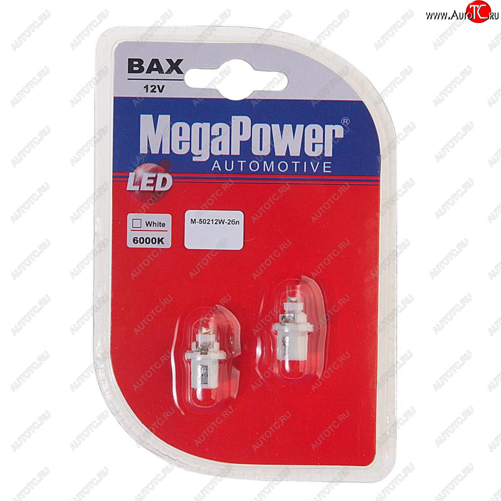 82 р. Лампа светодиодная 12V T5 W2x4.6d 6000K бесцокольная блистер (2шт.) MEGAPOWER MEGAPOWER-AUTOMOTIVE 50212w-2бл  с доставкой в г. Пермь