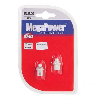 97 р. Лампа светодиодная 12V T5 W2x4.6d 6000K бесцокольная блистер (2шт.) MEGAPOWER MEGAPOWER-AUTOMOTIVE 50213w-2бл  с доставкой в г. Пермь. Увеличить фотографию 1