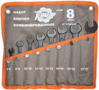 579 р. Набор ключей комбинированных 6-17мм 8 предметов в сумке ТЕХМАШ ТЕХМАШ 513080  с доставкой в г. Пермь. Увеличить фотографию 1