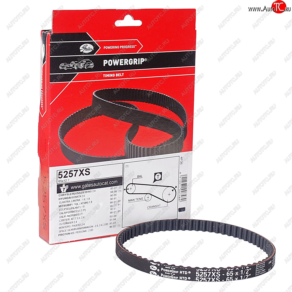 1 199 р. Ремень ГРМ MITSUBISHI Colt,L200 (87-94) (2.22.4) HYUNDAI Sonata (90-98) (1.62.0) (65x12.7) GATES GATES 5257xs  с доставкой в г. Пермь