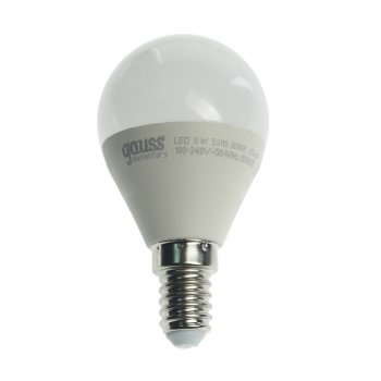 135 р. Лампа светодиодная E14 G45 8W (75W) 220V теплый GAUSS GAUSS 53118  с доставкой в г. Пермь. Увеличить фотографию 1