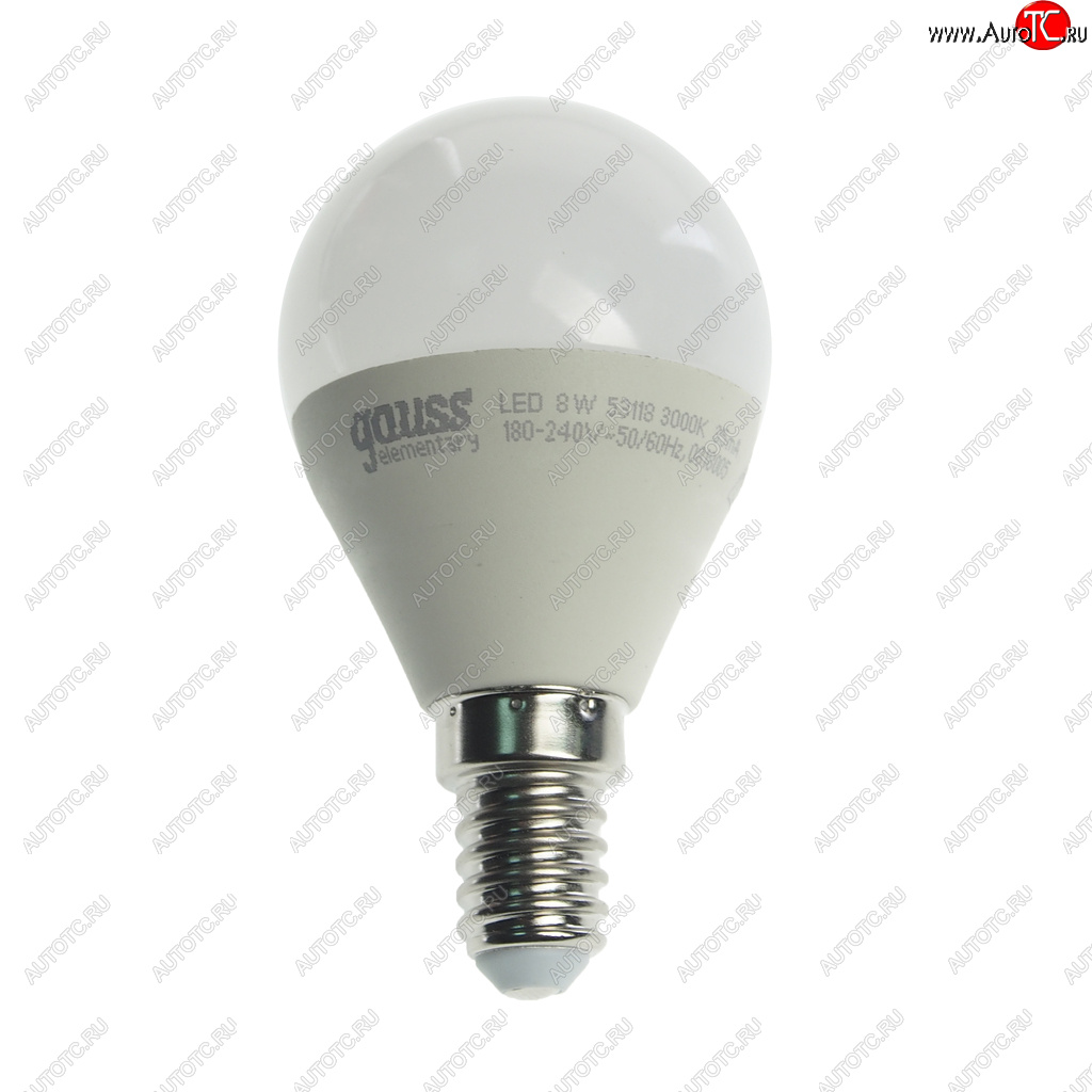135 р. Лампа светодиодная E14 G45 8W (75W) 220V теплый GAUSS GAUSS 53118  с доставкой в г. Пермь