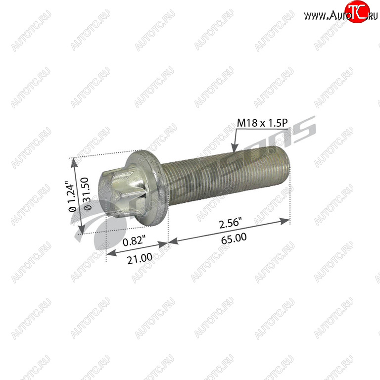 175 р. Болт SAF крепления диска тормозного (M18x1.5x65) MANSONS MANSONS 600.082  с доставкой в г. Пермь