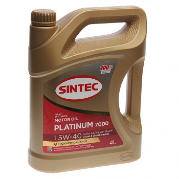 2 079 р. Масло моторное Platinum 7000 SNCFA3B4 5W40 синт.4л SINTEC SINTEC 600139  с доставкой в г. Пермь. Увеличить фотографию 1