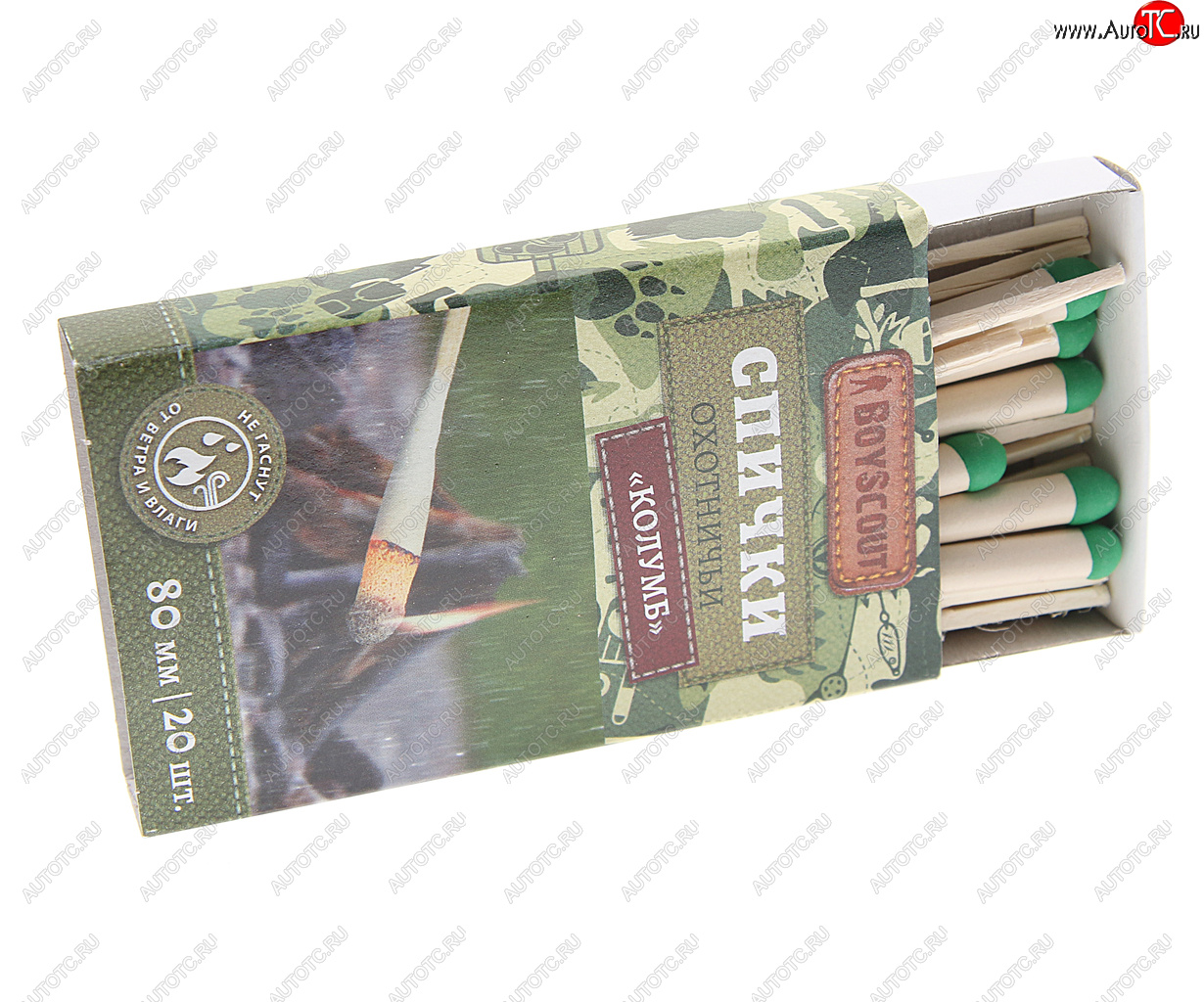 154 р. Спички охотничьи 80мм 20шт. Колумб BOYSCOUT BOYSCOUT 61033  с доставкой в г. Пермь