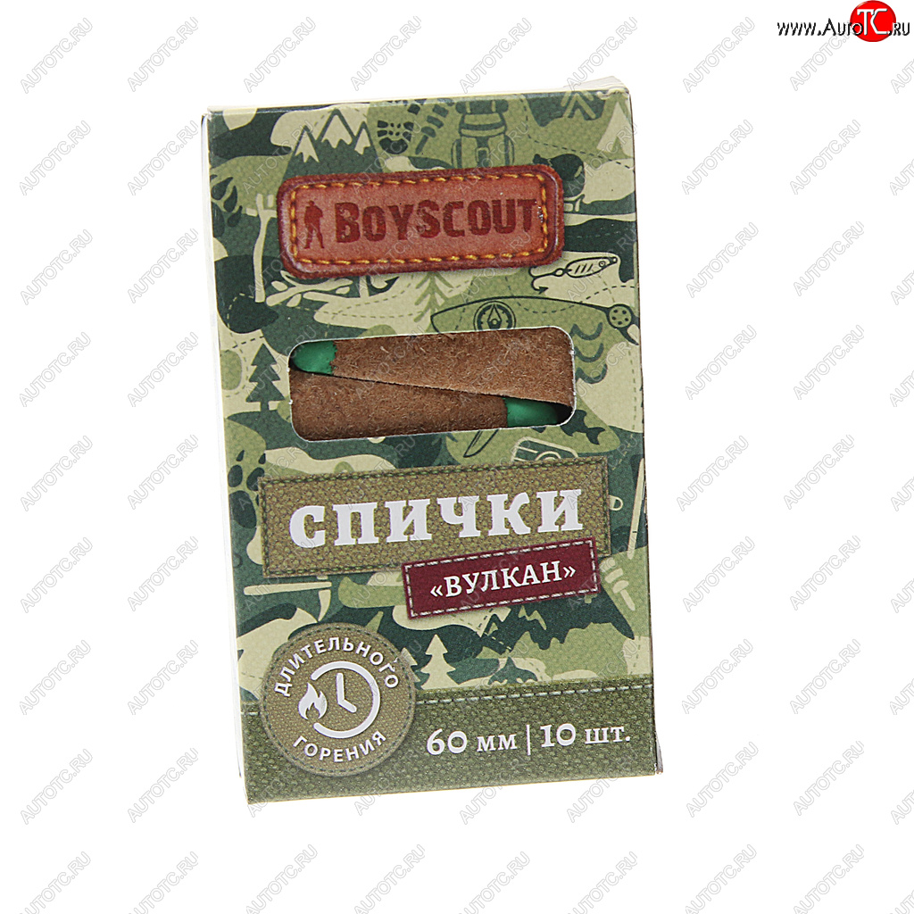 118 р. Спички охотничьи 60мм 10шт. Вулкан BOYSCOUT BOYSCOUT 61034  с доставкой в г. Пермь