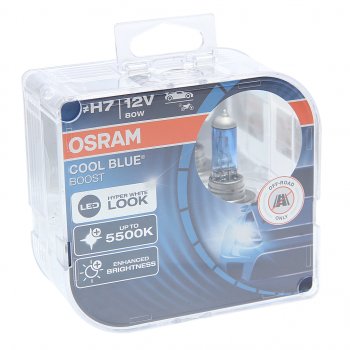 1 799 р. Лампа 12V H7 80W PX26d +50% 5500K бокс (2шт.) Cool Blue Boost OSRAM OSRAM 62210cbb-hcb  с доставкой в г. Пермь. Увеличить фотографию 1