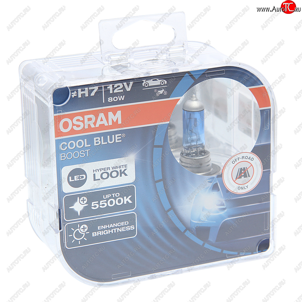 1 799 р. Лампа 12V H7 80W PX26d +50% 5500K бокс (2шт.) Cool Blue Boost OSRAM OSRAM 62210cbb-hcb  с доставкой в г. Пермь