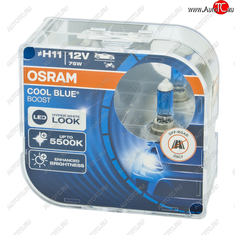 3 189 р. Лампа 12V H11 75W PGJ19-2 5500K бокс (2шт.) Cool Blue Boost OSRAM OSRAM 62211cbb-hcb  с доставкой в г. Пермь