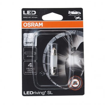 529 р. Лампа светодиодная 12V C5W SV8.5-8 41мм двухцокольная блистер (1шт.) OSRAM OSRAM 6413dwpбл  с доставкой в г. Пермь. Увеличить фотографию 1