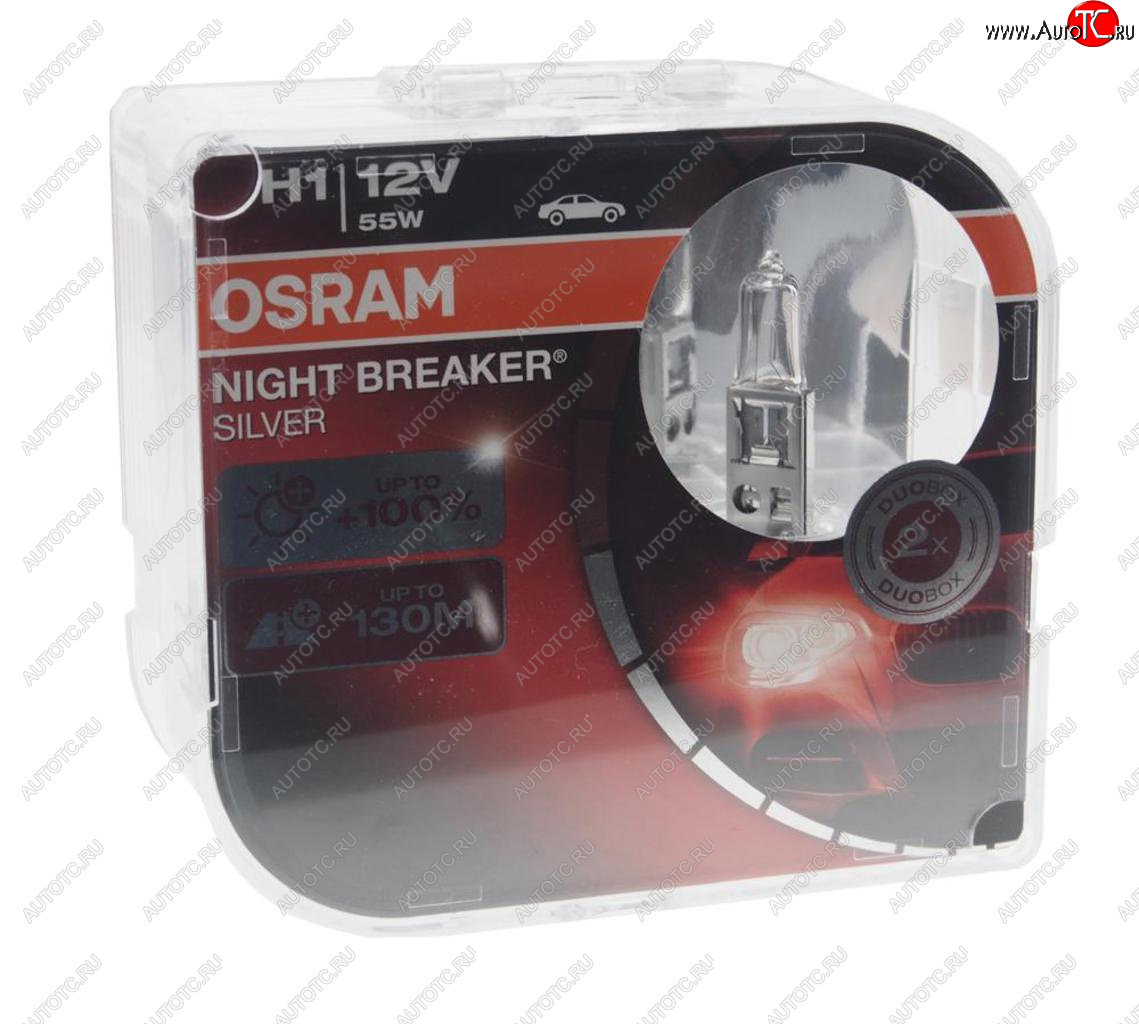 1 169 р. Лампа 12V H1 55W P14.5s +100% бокс (2шт.) Night Breaker Silver OSRAM OSRAM 64150nbs2(euro)  с доставкой в г. Пермь