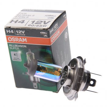 649 р. Лампа 12V H4 6055W P43t +30% желтая All Season OSRAM OSRAM 64193als  с доставкой в г. Пермь. Увеличить фотографию 1