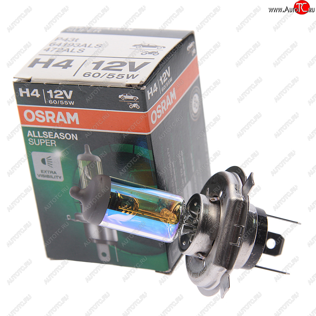 649 р. Лампа 12V H4 6055W P43t +30% желтая All Season OSRAM OSRAM 64193als  с доставкой в г. Пермь