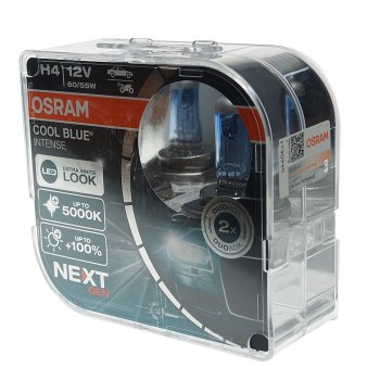 1 439 р. Лампа 12V H4 6055W P43t-38 +100% 5000K евробокс (2шт.) Cool Blue Intense NextGen OSRAM OSRAM 64193cbn2(euro)  с доставкой в г. Пермь. Увеличить фотографию 2