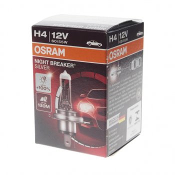 599 р. Лампа 12V H4 6055W P43t +100% Night Breaker Silver OSRAM OSRAM 64193nbs  с доставкой в г. Пермь. Увеличить фотографию 2