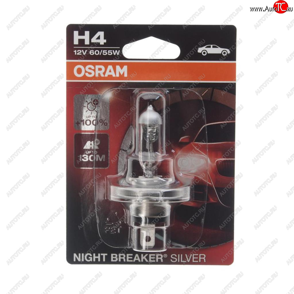 699 р. Лампа 12V H4 6055W P43t +100% блистер (1шт.) Night Breaker Silver OSRAM OSRAM 64193nbsбл  с доставкой в г. Пермь