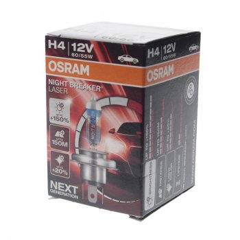 859 р. Лампа 12V H4 6055W P43t +150% 4050K Night Breaker Laser OSRAM OSRAM 64193nl  с доставкой в г. Пермь. Увеличить фотографию 2