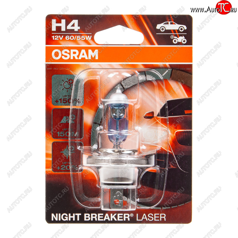 1 099 р. Лампа 12V H4 6055W P43t +150% 4050K блистер (1шт.) Night Breaker Laser OSRAM OSRAM 64193nlбл  с доставкой в г. Пермь