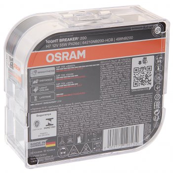 3 999 р. Лампа 12V H7 55W PX26d +200% 3700К бокс (2шт.) Night Breaker 200 OSRAM OSRAM 64210nb200(euro)  с доставкой в г. Пермь. Увеличить фотографию 2