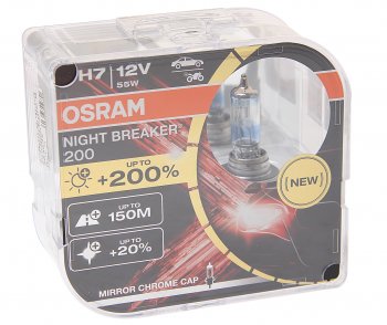 3 999 р. Лампа 12V H7 55W PX26d +200% 3700К бокс (2шт.) Night Breaker 200 OSRAM OSRAM 64210nb200(euro)  с доставкой в г. Пермь. Увеличить фотографию 1