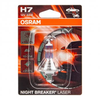 1 859 р. Лампа 12V H7 55W PX26d +150% 3750K блистер (1шт.) Night Breaker Laser OSRAM OSRAM 64210nlбл  с доставкой в г. Пермь. Увеличить фотографию 1