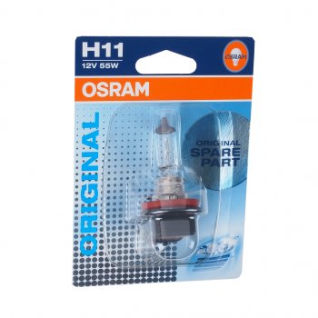 1 029 р. Лампа 12V H11 55W PGJ19-2 блистер (1шт.) OSRAM OSRAM 64211-01b  с доставкой в г. Пермь. Увеличить фотографию 1