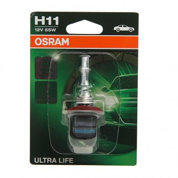 1 039 р. Лампа 12V H11 55W PGJ19-2 блистер (1шт.) Ultra Life OSRAM OSRAM 64211ult-01b  с доставкой в г. Пермь. Увеличить фотографию 1