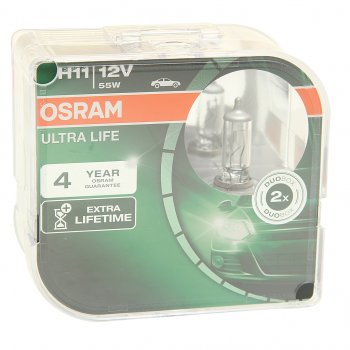 1 999 р. Лампа 12V H11 55W PGJ19-2 бокс (2шт.) Ultra Life OSRAM OSRAM 64211ult-hcb  с доставкой в г. Пермь. Увеличить фотографию 1