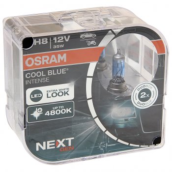 4 099 р. Лампа 12V H8 35W PGJ19-2 +100% 5000K евробокс (2шт.) Cool Blue Intense NextGen OSRAM OSRAM 64212cbn2(euro)  с доставкой в г. Пермь. Увеличить фотографию 1
