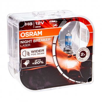 5 399 р. Лампа 12V H8 35W PGJ19-1 +150% 3900K бокс (2шт.) Night Breaker Laser OSRAM OSRAM 64212nl2(euro)  с доставкой в г. Пермь. Увеличить фотографию 1