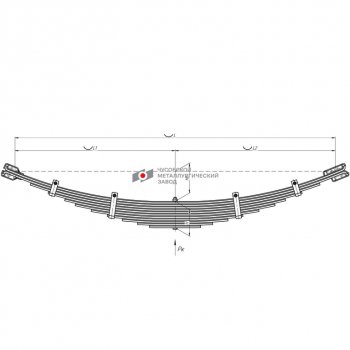 23 999 р. Рессора ПАЗ-3205,672,3201,ГАЗ-3308 задняя (11 листов) L=1610мм ЧМЗ ЧМЗ 672-2912012  с доставкой в г. Пермь. Увеличить фотографию 1
