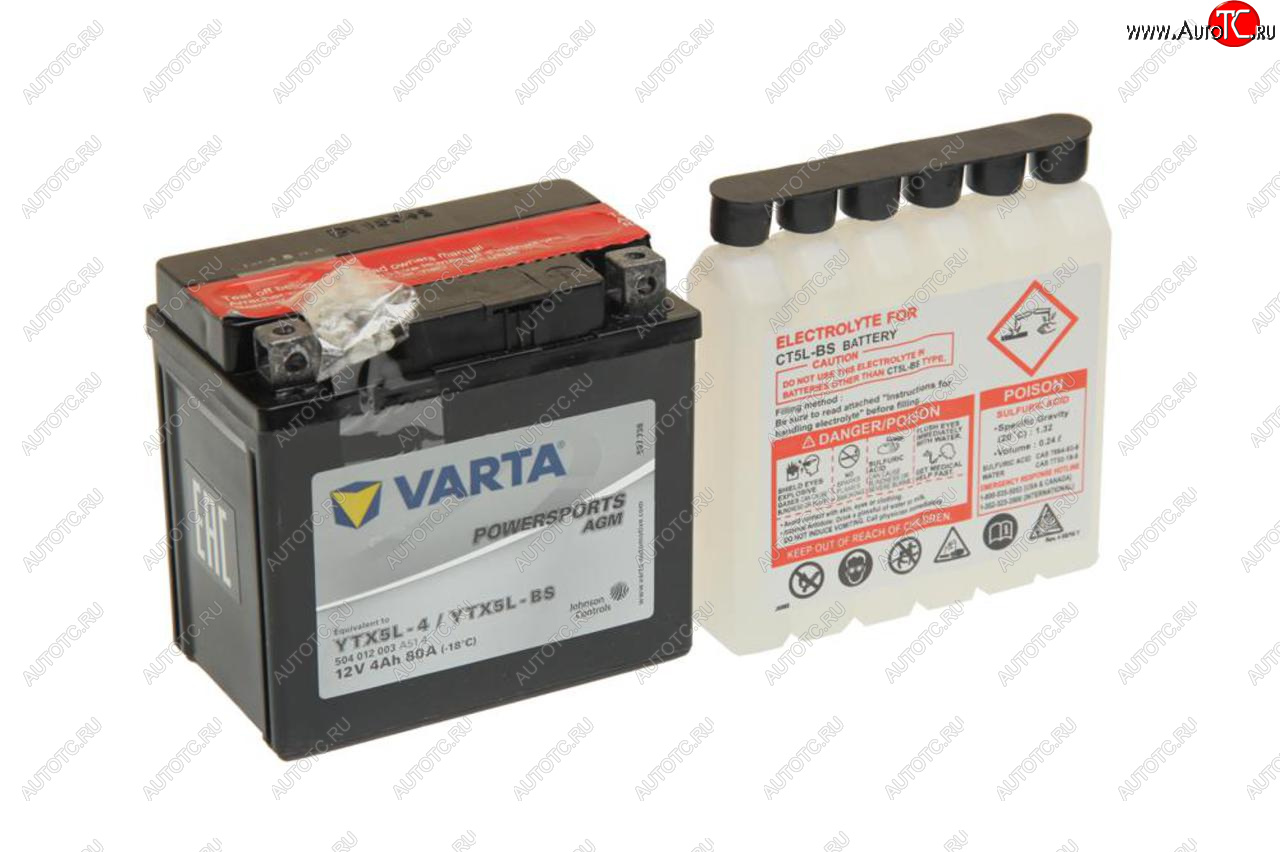 2 889 р. Аккумулятор VARTA MOTO AGM 4А/ч VARTA 6ст4 504 012 003 (ytx5l-4(bs)) VARTA 6ст4 504 012 003 (ytx5l-4(bs))  с доставкой в г. Пермь