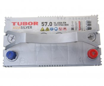 8 299 р. Аккумулятор TUBOR Asia Silver 57Ач обратная полярность TUBOR 6ст57(0) b24l  с доставкой в г. Пермь. Увеличить фотографию 2