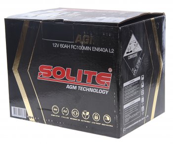 21 749 р. Аккумулятор SOLITE AGM 60Ач обратная полярность SOLITE 6ст60(0) agm60l  с доставкой в г. Пермь. Увеличить фотографию 3