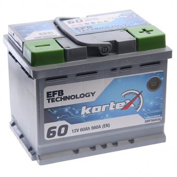 13 499 р. Аккумулятор KORTEX EFB 60Ач обратная полярность KORTEX 6ст60(0) smf560500  с доставкой в г. Пермь. Увеличить фотографию 1