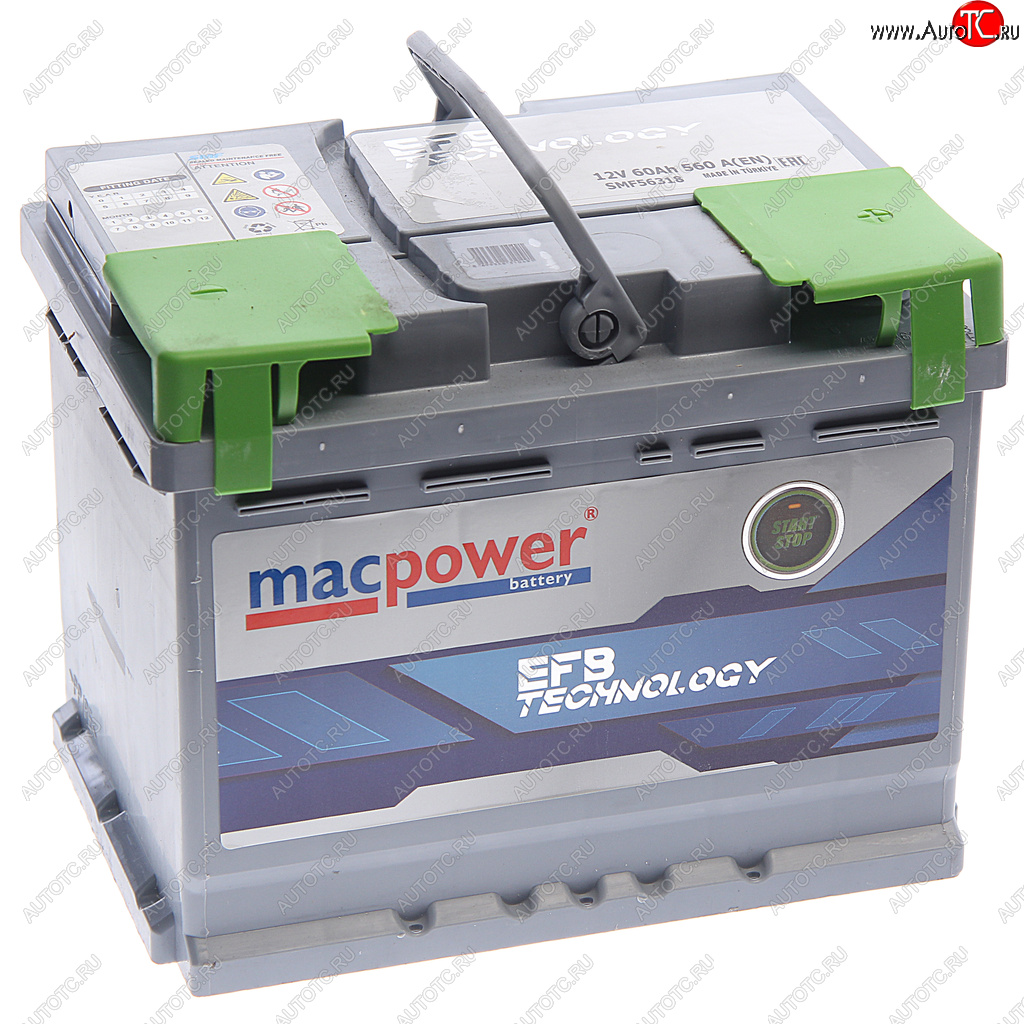 11 549 р. Аккумулятор MACPOWER EFB 60Ач обратная полярность MACPOWER 6ст60(0) smf5632052  с доставкой в г. Пермь