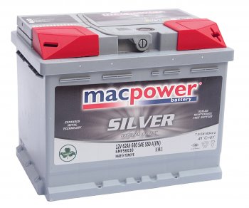 8 949 р. Аккумулятор MACPOWER 62Ач обратная полярность MACPOWER 6ст62(0) smf56030  с доставкой в г. Пермь. Увеличить фотографию 1