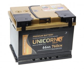 10 649 р. Аккумулятор UNICORN Gold 66Ач UNICORN 6ст66(1)  с доставкой в г. Пермь. Увеличить фотографию 1